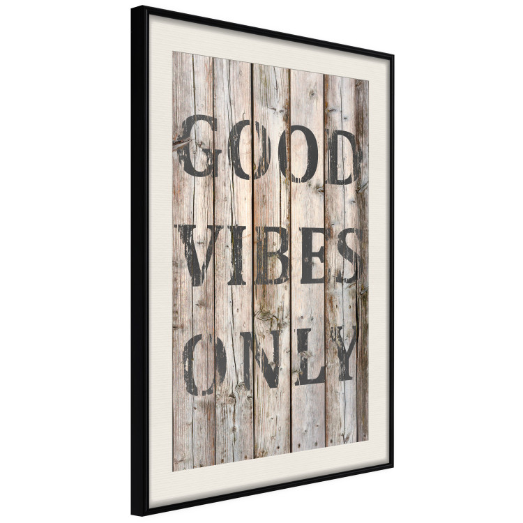 Wall Poster Retro: Good Vibes Only - English text on a background of wooden planks 125713 additionalImage 13
