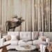 Wall Mural Deer in the forest - winter forest landscape with deer on a background of trees in sepia 126813