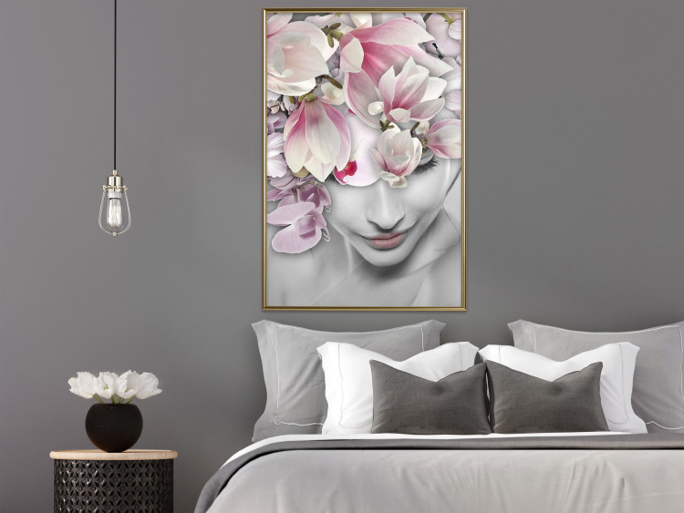 Wall Poster Lady Spring - woman with pink flowers in an abstract motif 127213 additionalImage 5