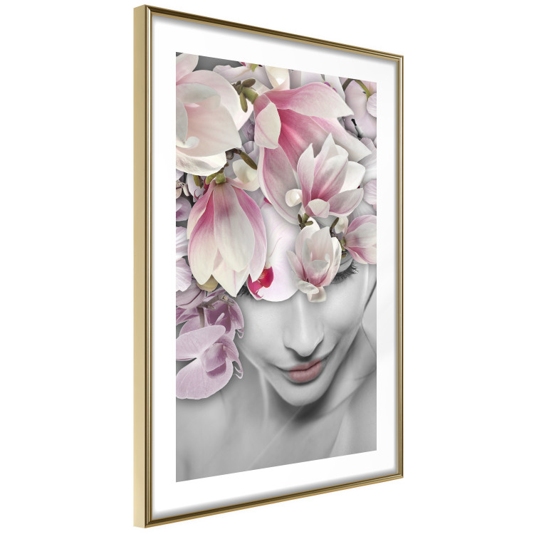Wall Poster Lady Spring - woman with pink flowers in an abstract motif 127213 additionalImage 9