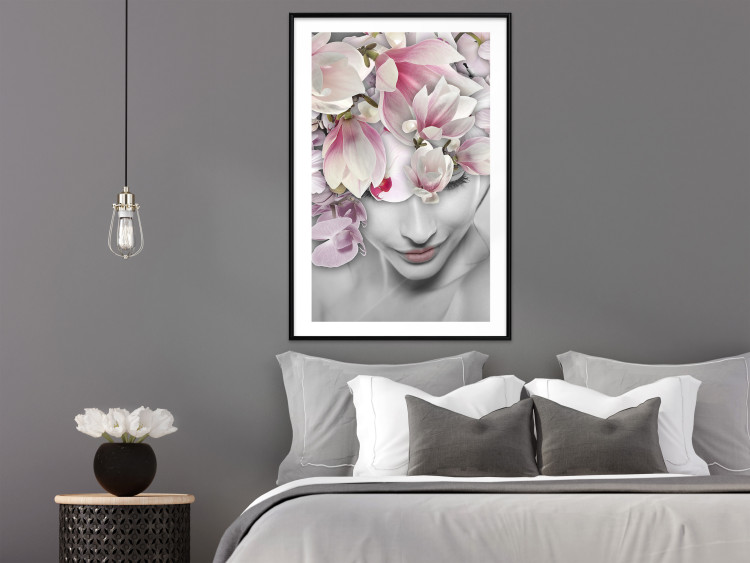 Wall Poster Lady Spring - woman with pink flowers in an abstract motif 127213 additionalImage 23
