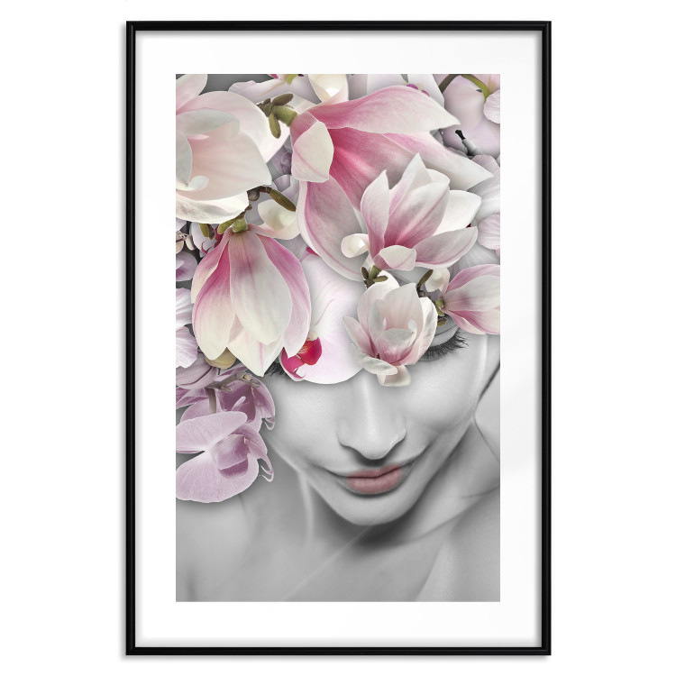 Wall Poster Lady Spring - woman with pink flowers in an abstract motif 127213 additionalImage 15