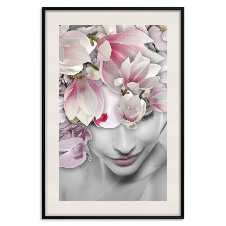 Wall Poster Lady Spring - woman with pink flowers in an abstract motif 127213 additionalImage 19