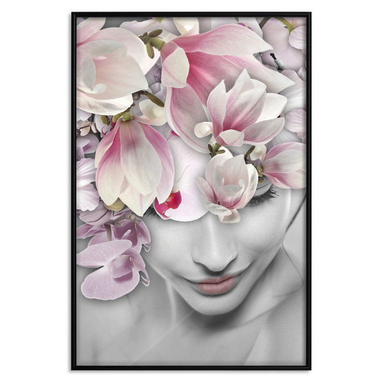 Wall Poster Lady Spring - woman with pink flowers in an abstract motif 127213 additionalImage 18