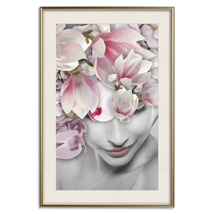 Wall Poster Lady Spring - woman with pink flowers in an abstract motif 127213 additionalImage 20