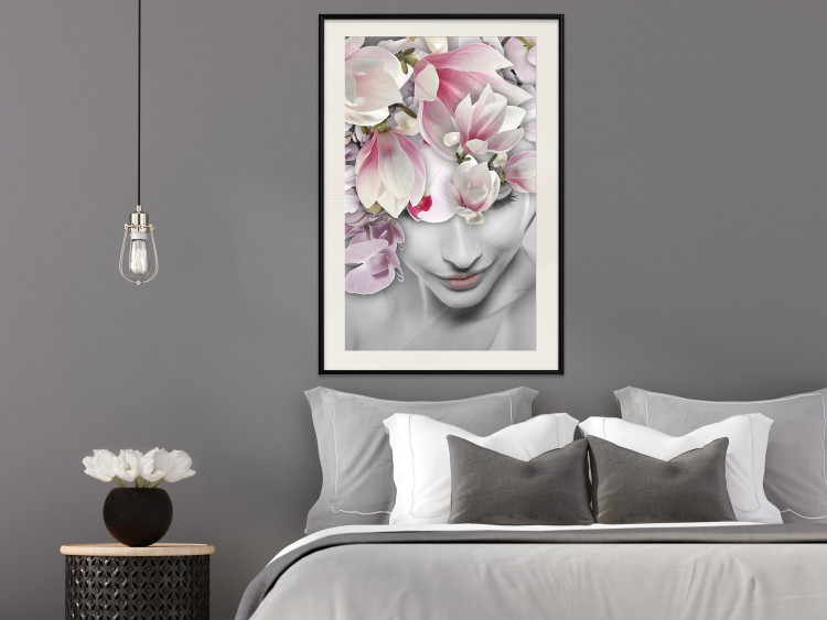 Wall Poster Lady Spring - woman with pink flowers in an abstract motif 127213 additionalImage 24