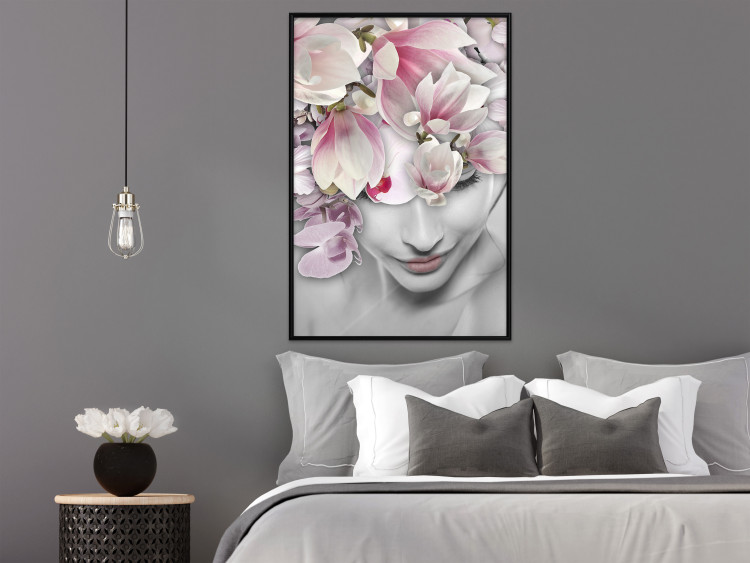 Wall Poster Lady Spring - woman with pink flowers in an abstract motif 127213 additionalImage 4
