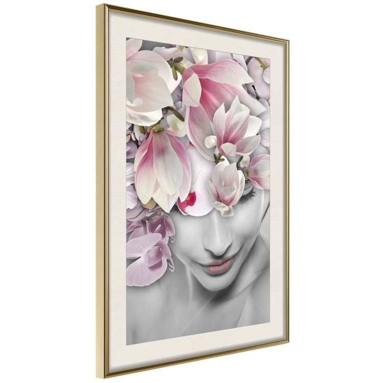 Wall Poster Lady Spring - woman with pink flowers in an abstract motif 127213 additionalImage 3