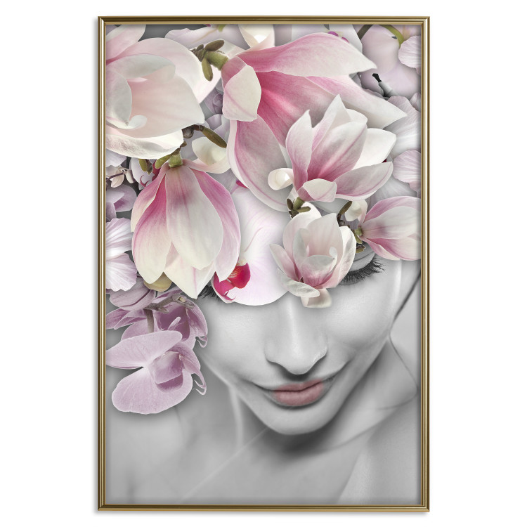 Wall Poster Lady Spring - woman with pink flowers in an abstract motif 127213 additionalImage 17