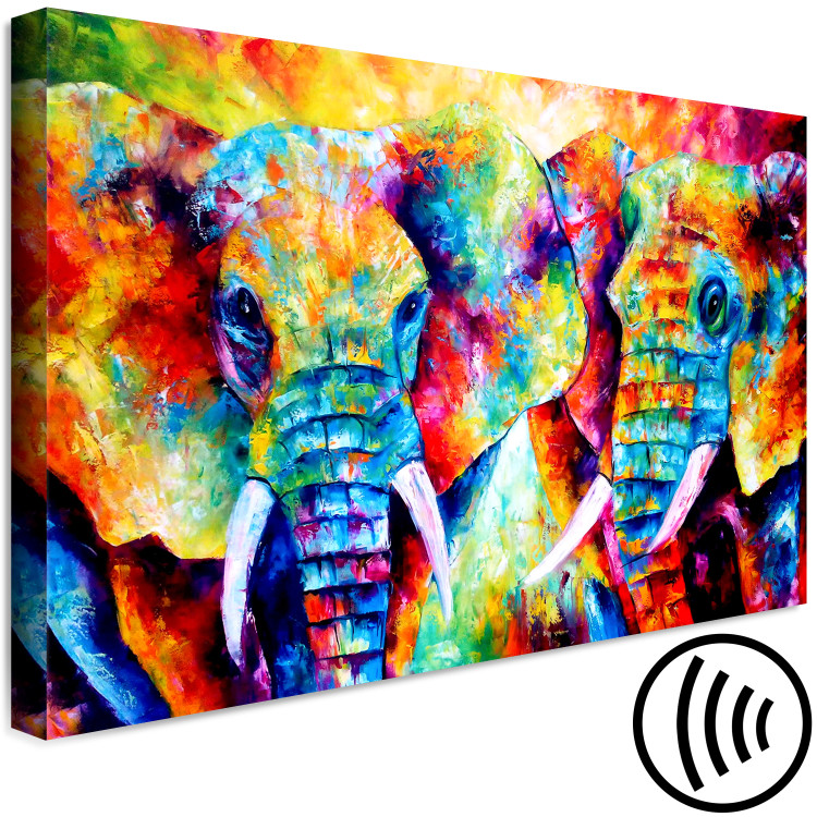 Canvas Pair of Elephants (1-part) wide - colorful abstraction full of love 127313 additionalImage 6