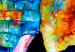 Canvas Pair of Elephants (1-part) wide - colorful abstraction full of love 127313 additionalThumb 4