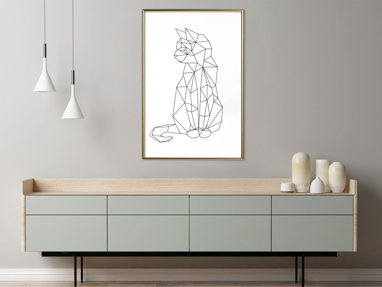 Poster Geometric Cat - abstract line art of an animal on a white background 128613 additionalImage 5