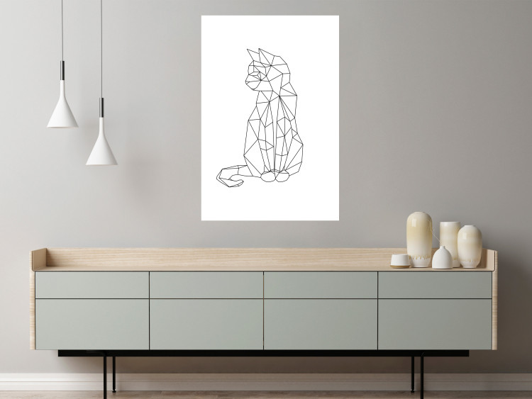 Poster Geometric Cat - abstract line art of an animal on a white background 128613 additionalImage 4