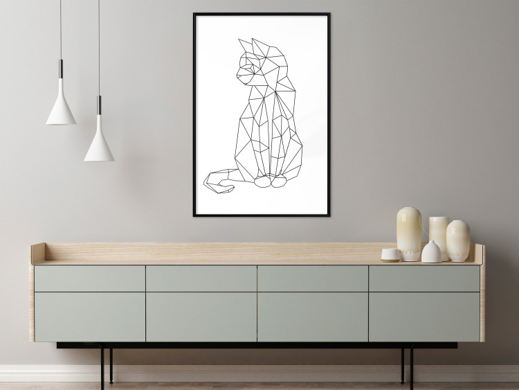 Poster Geometric Cat - abstract line art of an animal on a white background 128613 additionalImage 14