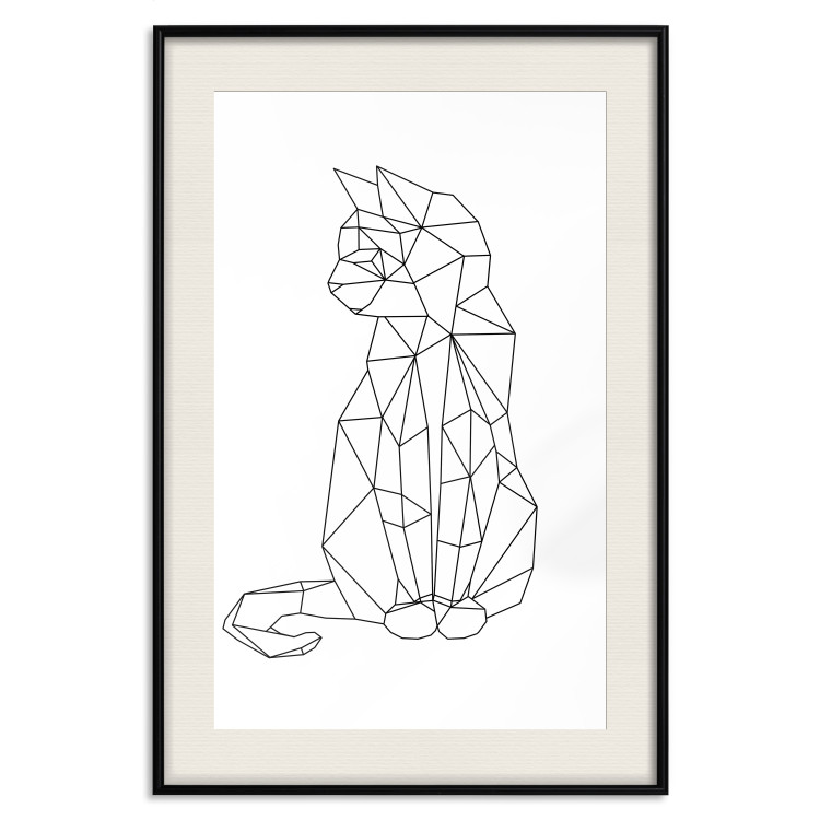Poster Geometric Cat - abstract line art of an animal on a white background 128613 additionalImage 19