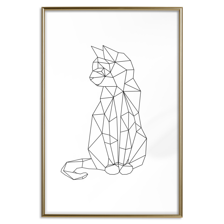 Poster Geometric Cat - abstract line art of an animal on a white background 128613 additionalImage 16