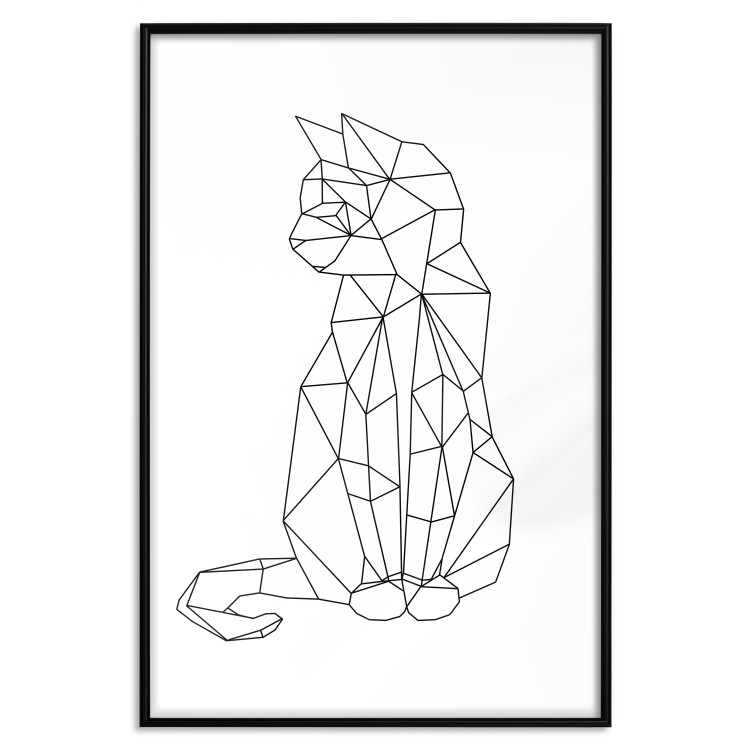 Poster Geometric Cat - abstract line art of an animal on a white background 128613 additionalImage 18
