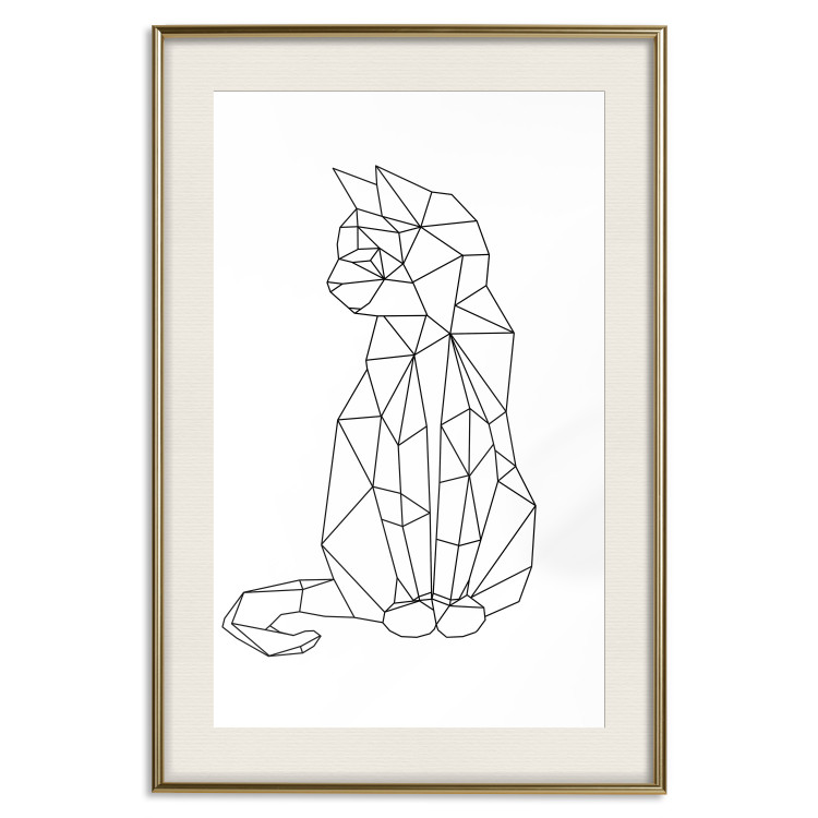 Poster Geometric Cat - abstract line art of an animal on a white background 128613 additionalImage 20