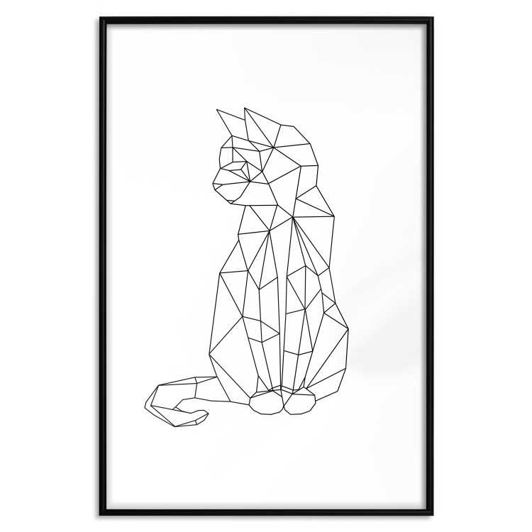 Poster Geometric Cat - abstract line art of an animal on a white background 128613 additionalImage 17