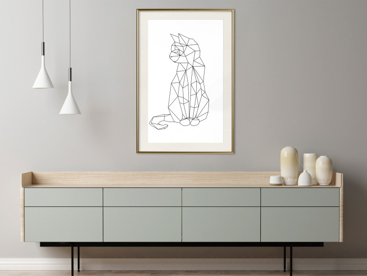 Poster Geometric Cat - abstract line art of an animal on a white background 128613 additionalImage 22