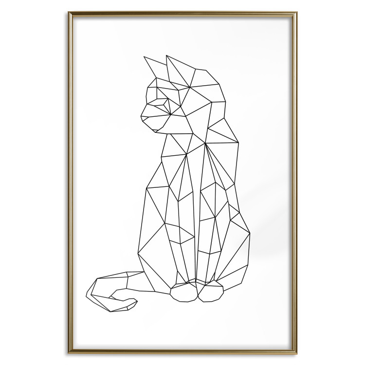 Poster Geometric Cat - abstract line art of an animal on a white background 128613 additionalImage 17