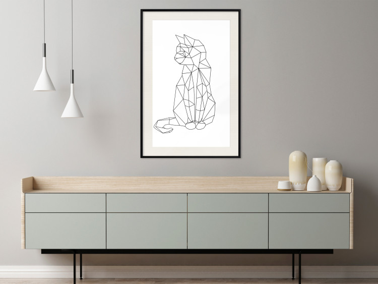 Poster Geometric Cat - abstract line art of an animal on a white background 128613 additionalImage 24