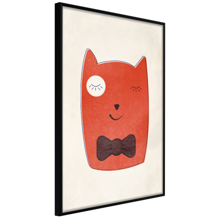 Poster Little Elegant - funny and abstract character of a brown cat with a bow 129913 additionalImage 13