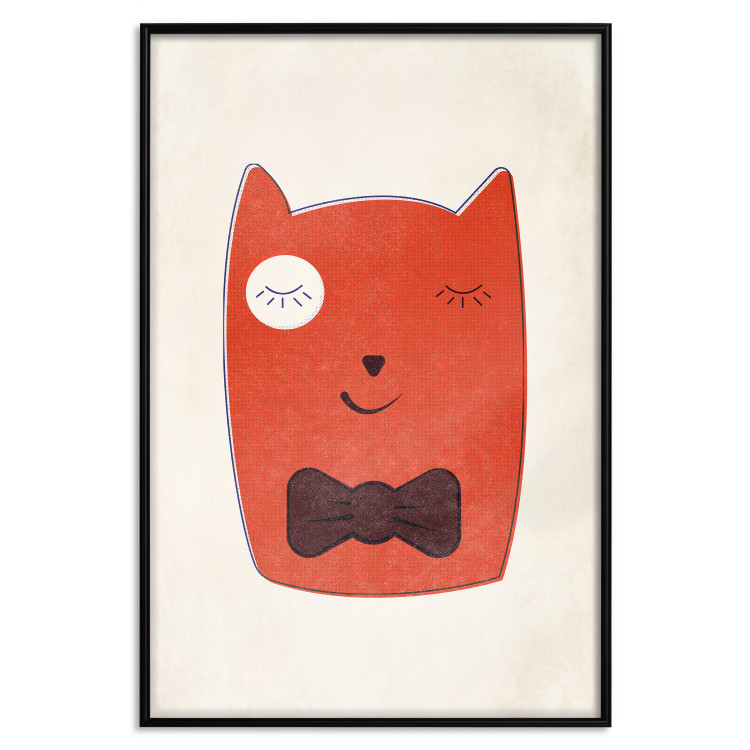 Poster Little Elegant - funny and abstract character of a brown cat with a bow 129913 additionalImage 18