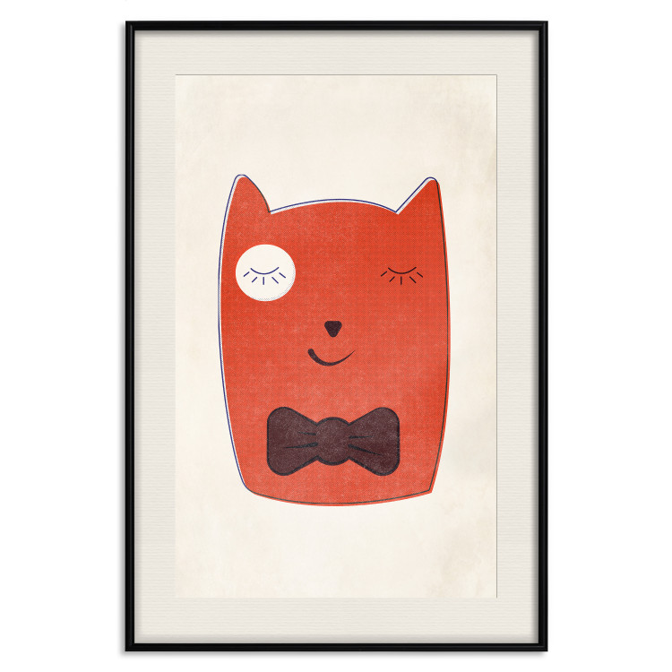 Poster Little Elegant - funny and abstract character of a brown cat with a bow 129913 additionalImage 19