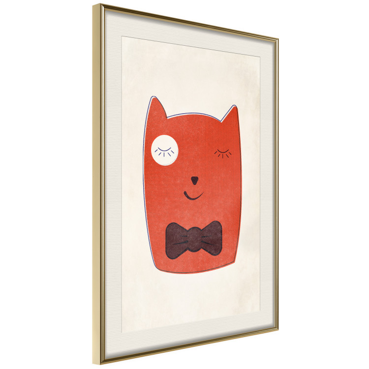 Poster Little Elegant - funny and abstract character of a brown cat with a bow 129913 additionalImage 3