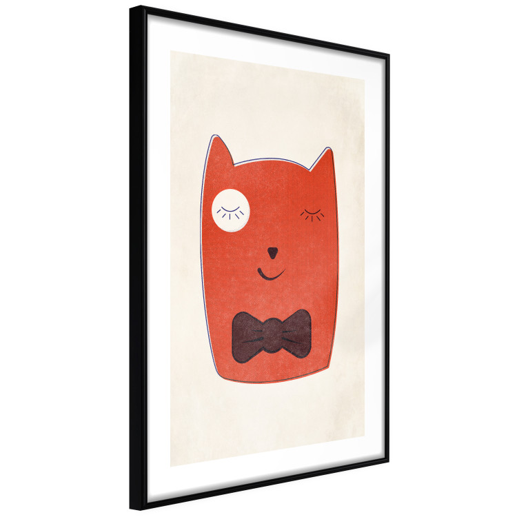 Poster Little Elegant - funny and abstract character of a brown cat with a bow 129913 additionalImage 8