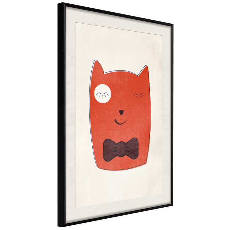 Poster Little Elegant - funny and abstract character of a brown cat with a bow 129913 additionalImage 2