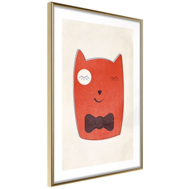 Poster Little Elegant - funny and abstract character of a brown cat with a bow 129913 additionalImage 9