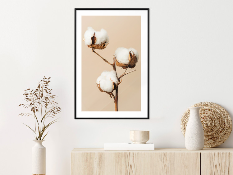 Wall Poster Soft Saturation - plant with cotton flower on a light uniform background 130513 additionalImage 22