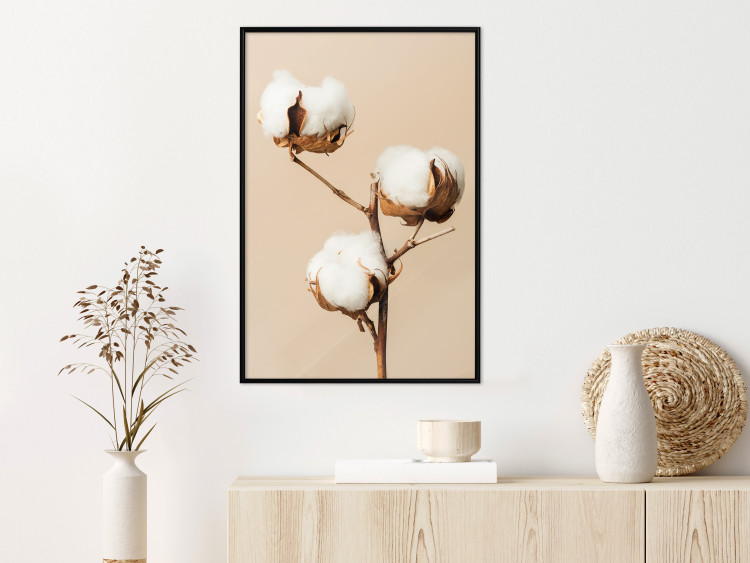 Wall Poster Soft Saturation - plant with cotton flower on a light uniform background 130513 additionalImage 6