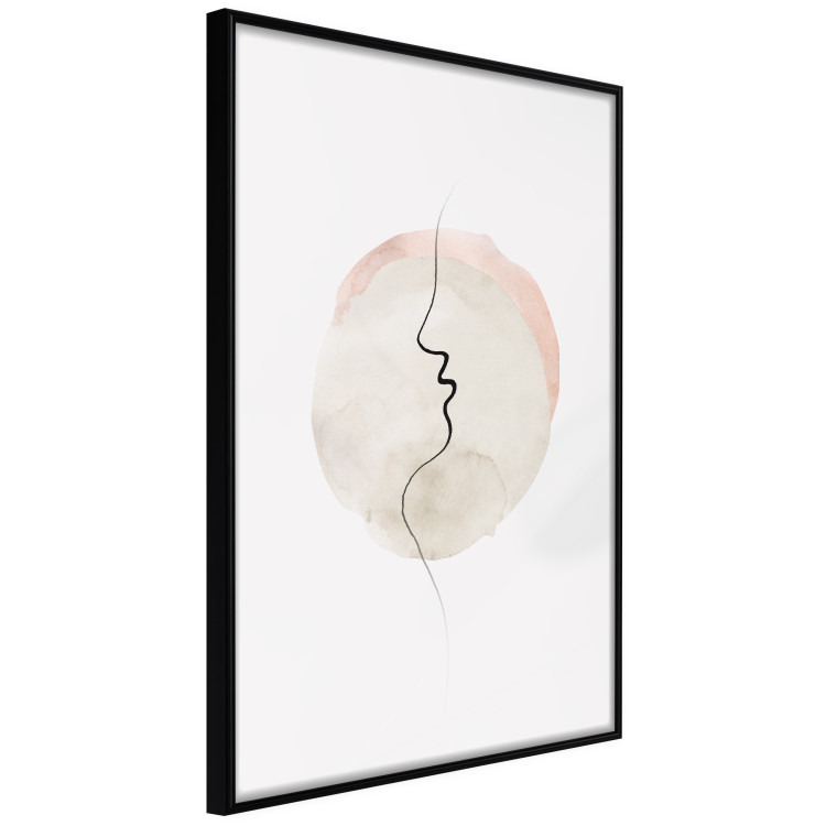 Wall Poster Edge of a Kiss - black line art of a face on a light abstract background 130813 additionalImage 11