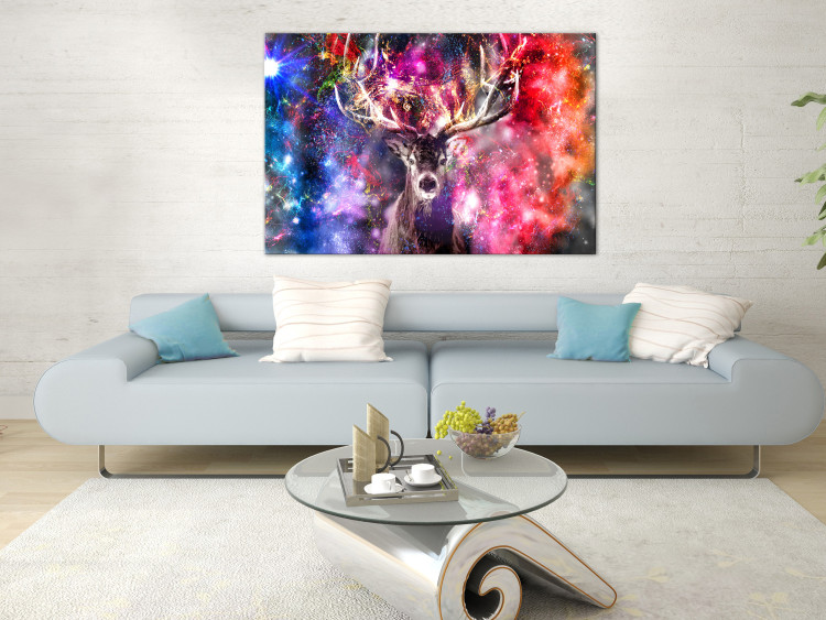 Canvas Art Print Colorful deer - abstraction with a deer's head on coloured background 131613 additionalImage 3