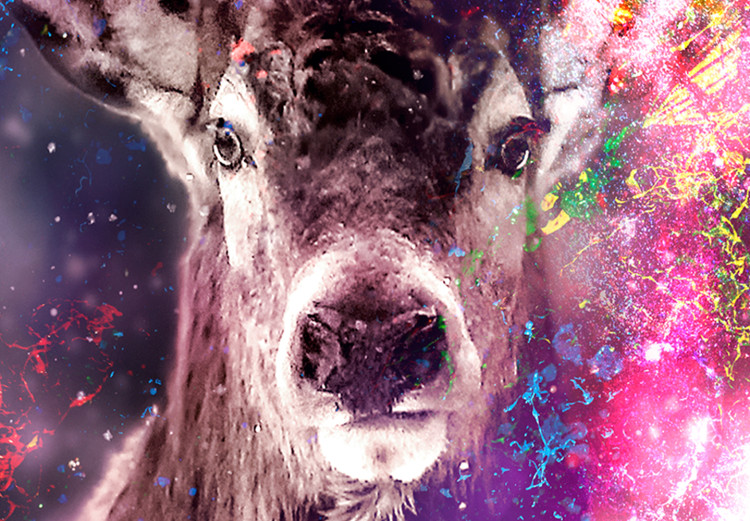 Canvas Art Print Colorful deer - abstraction with a deer's head on coloured background 131613 additionalImage 5
