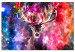 Canvas Art Print Colorful deer - abstraction with a deer's head on coloured background 131613