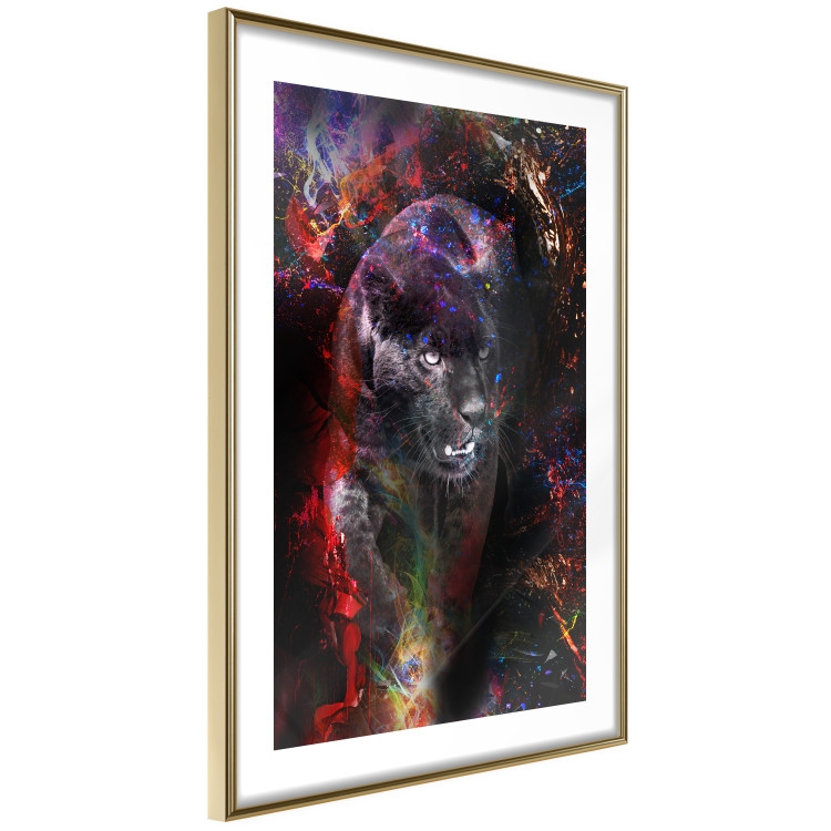 Poster Black Jaguar - animal among abstract colors on a dark background 131813 additionalImage 9