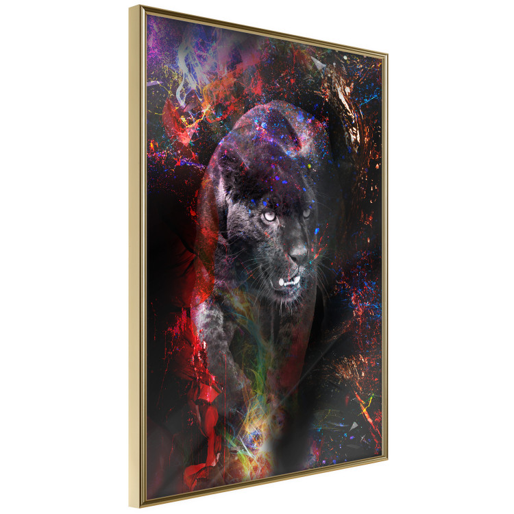 Poster Black Jaguar - animal among abstract colors on a dark background 131813 additionalImage 14