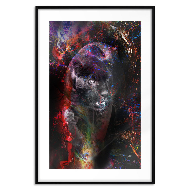 Poster Black Jaguar - animal among abstract colors on a dark background 131813 additionalImage 17