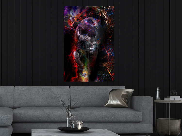 Poster Black Jaguar - animal among abstract colors on a dark background 131813 additionalImage 4