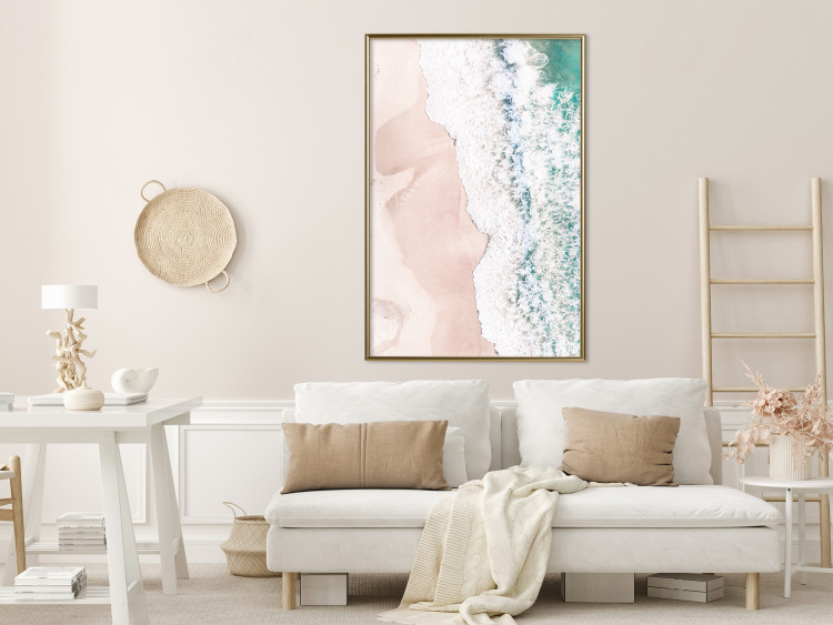 Wall Poster Troubled Ocean - landscape of pastel beach depicted from a bird's eye view 135313 additionalImage 14