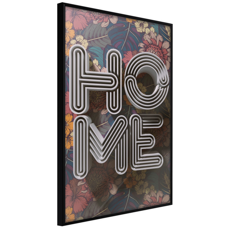 Poster Colorful Home - patterned texts with imitation of 3D effect on a flowery background 135513 additionalImage 20