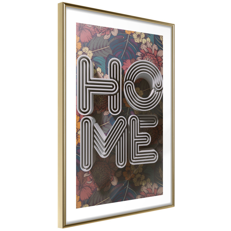 Poster Colorful Home - patterned texts with imitation of 3D effect on a flowery background 135513 additionalImage 12
