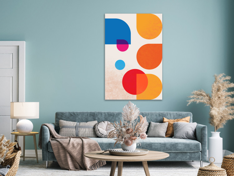 Canvas Art Print Colorful, Geometric Figures - Abstract theme on a beige background 135613 additionalImage 3