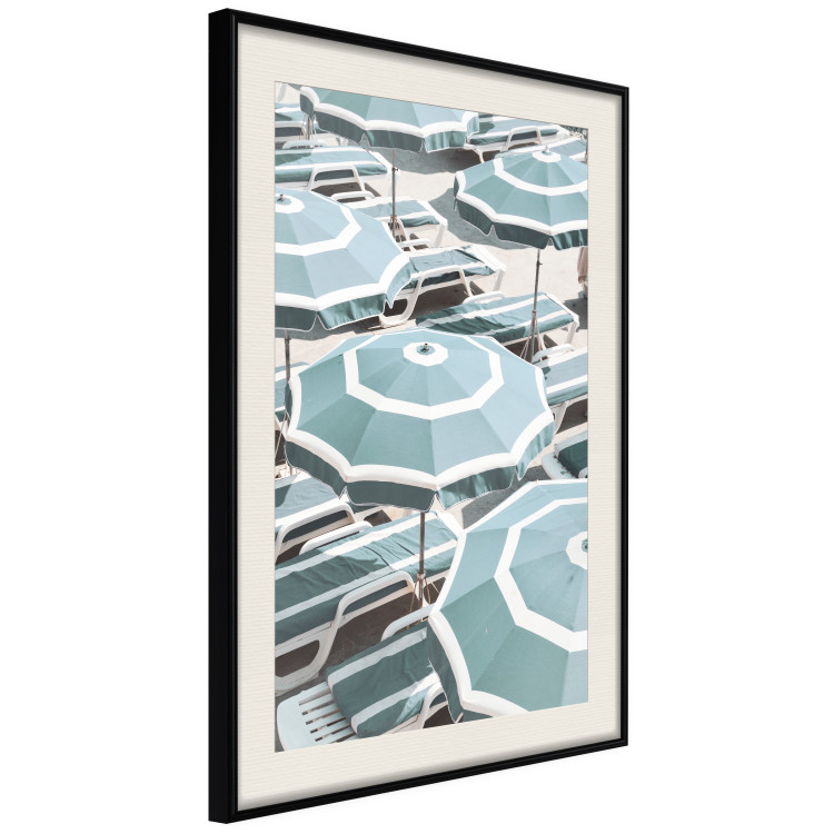 Wall Poster Turquoise Umbrellas - summer landscape of a sandy beach filled with sunbeds 135913 additionalImage 8