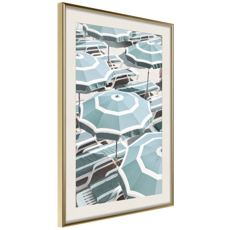 Wall Poster Turquoise Umbrellas - summer landscape of a sandy beach filled with sunbeds 135913 additionalImage 5