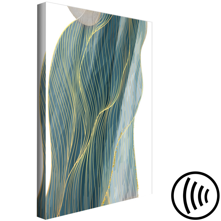 Canvas Art Print Golden and turquoise waves - abstraction on a white background 137213 additionalImage 6
